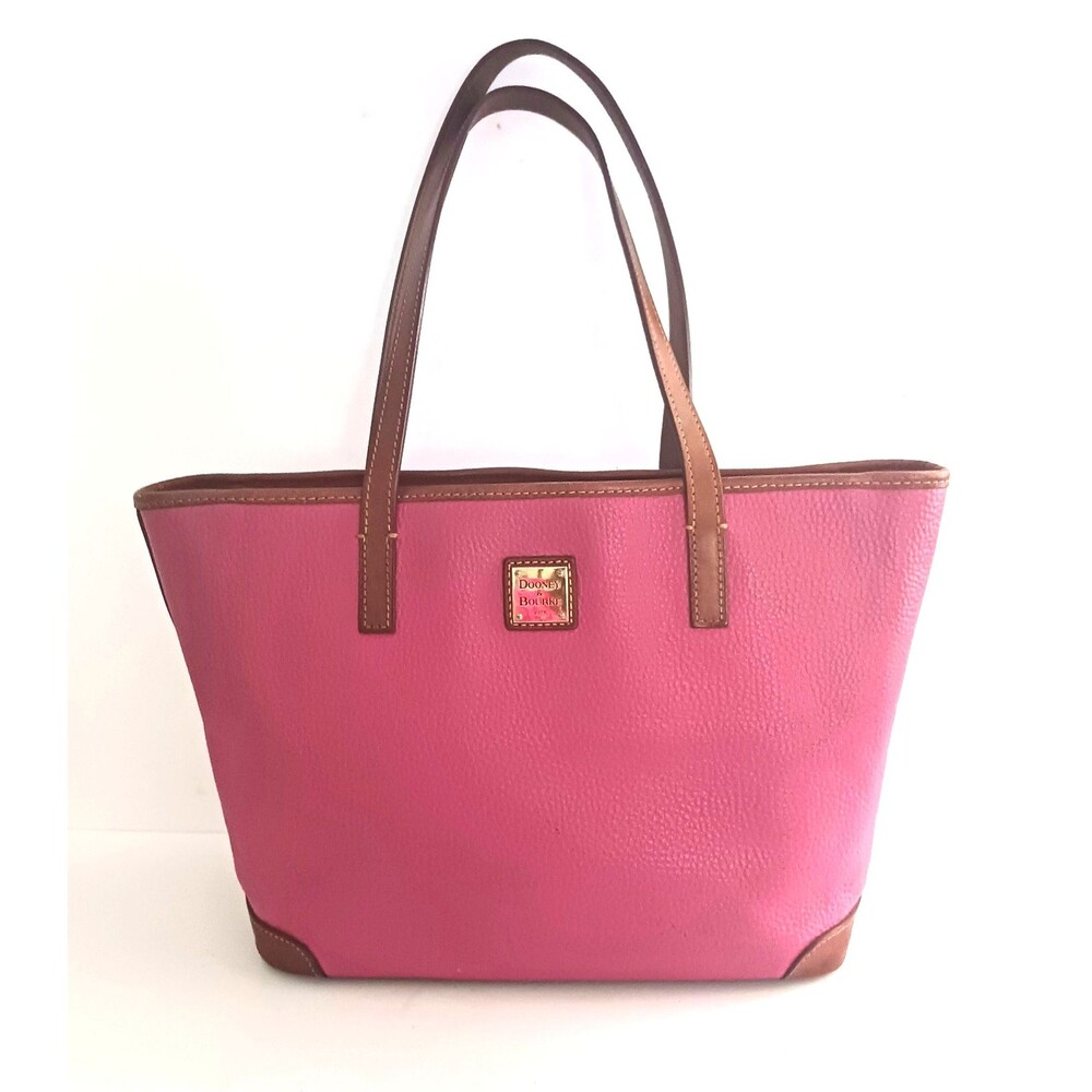Dooney & Bourke Pink Tote Bag with Brown Trim